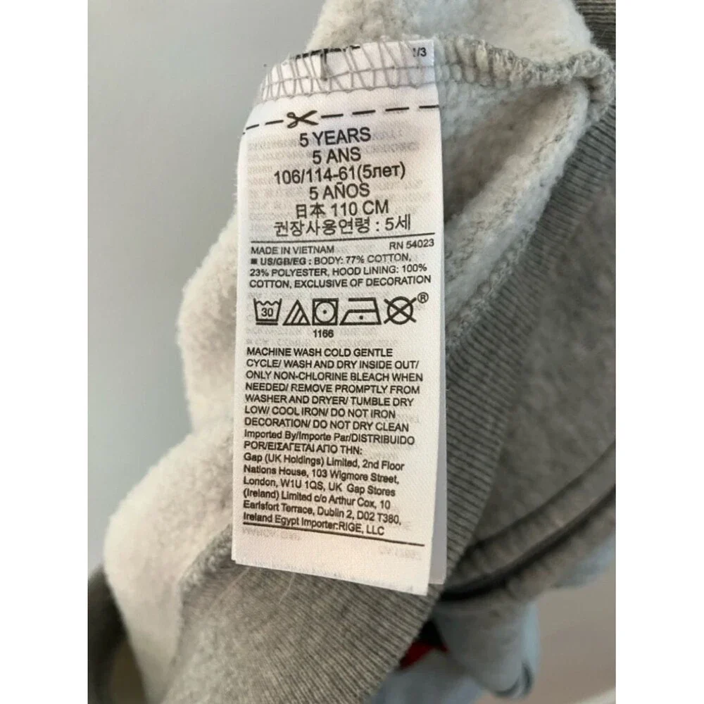 Gap x Disney 5y Minnie Mouse Grey Zip-Up Hoodie Red Bow and Ears